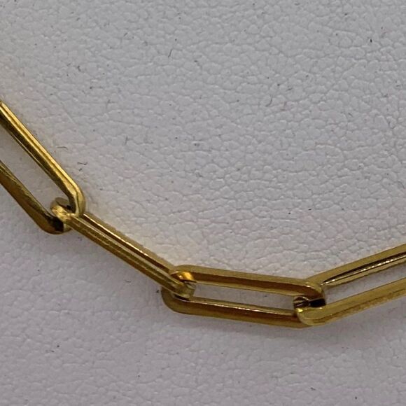 NWOT gold over stainless 16 inches, oblong link chain necklace, classic look, - Picture 3 of 16